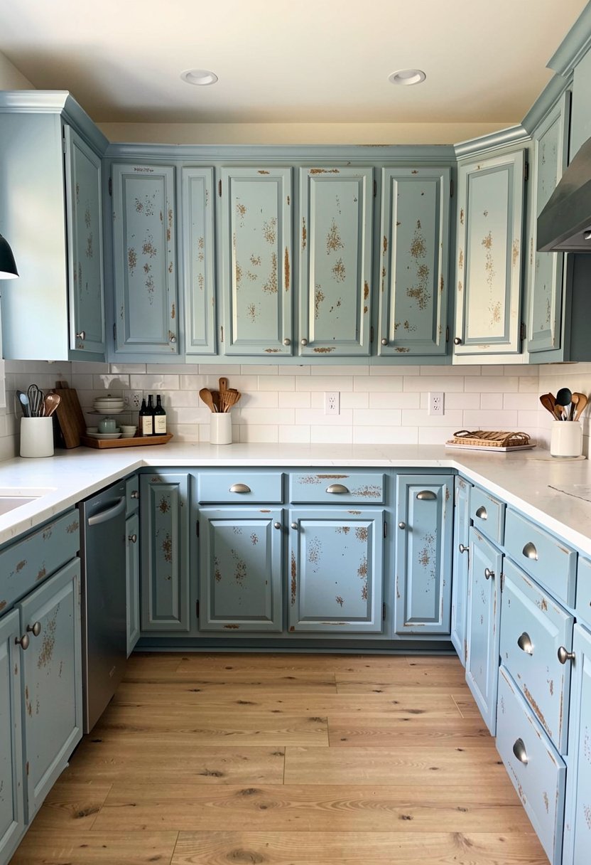 Dusty Blue with Sanded High Spots