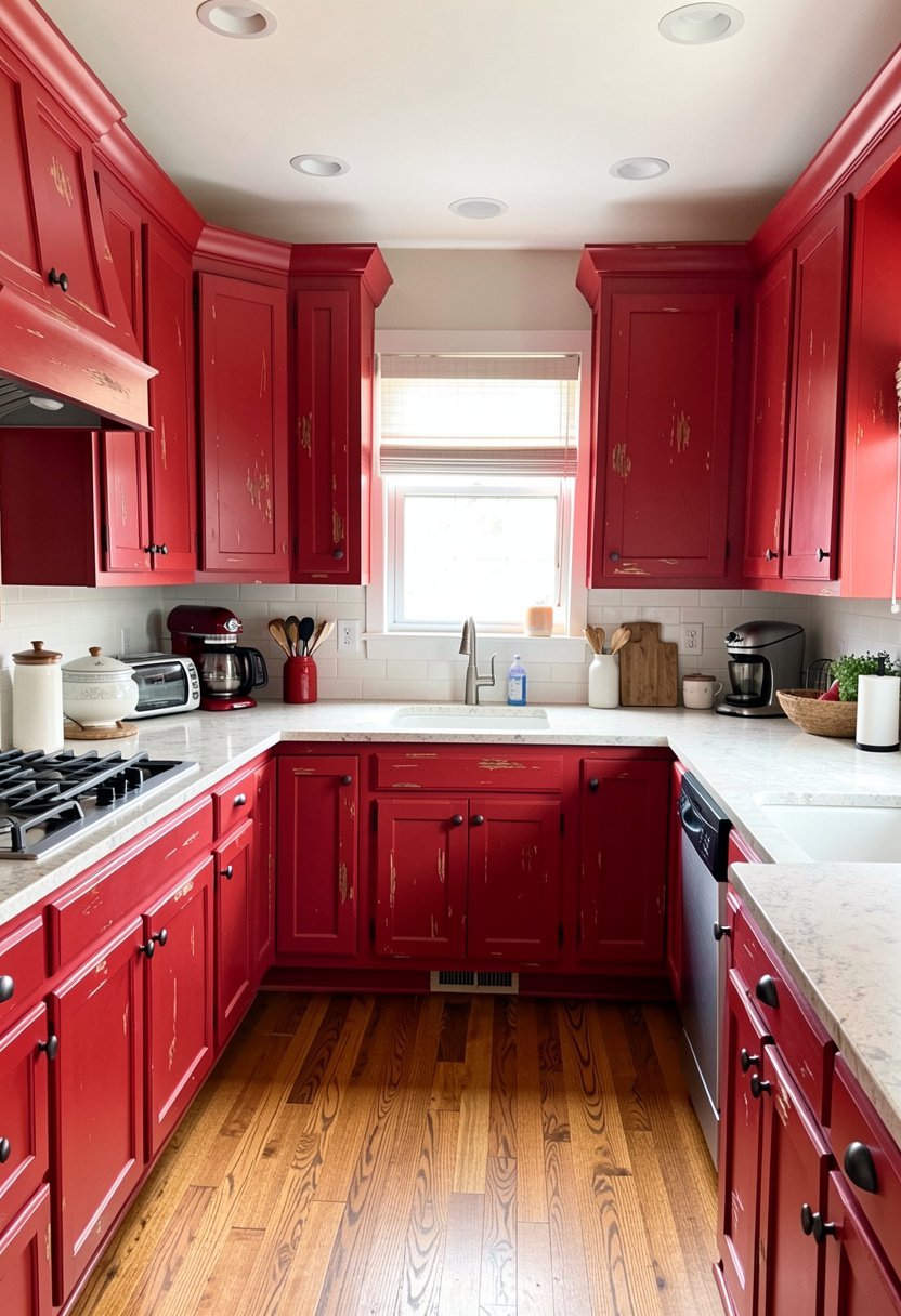 Farmhouse Red with a Distressed Finish