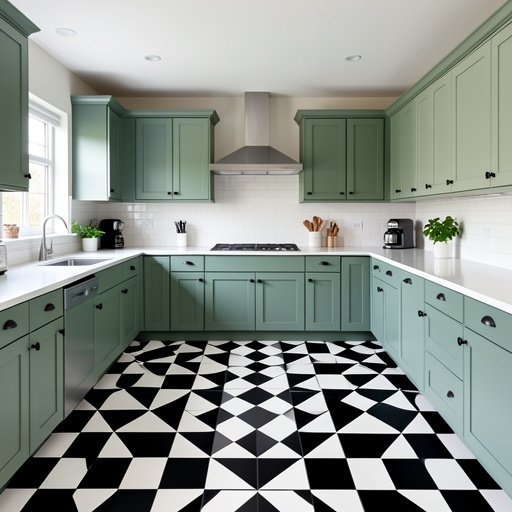 14 kitchen cabinet color ideas with black and white floors