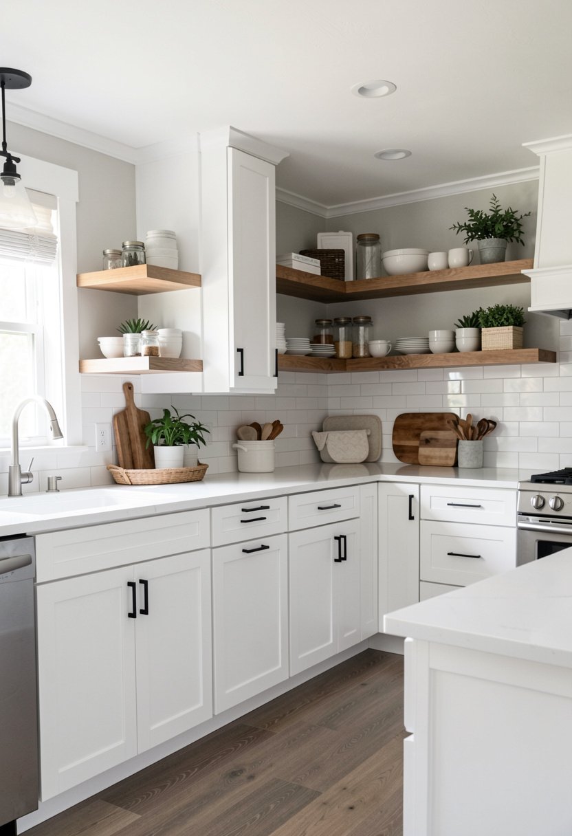 Floating Shelves Among Cabinets