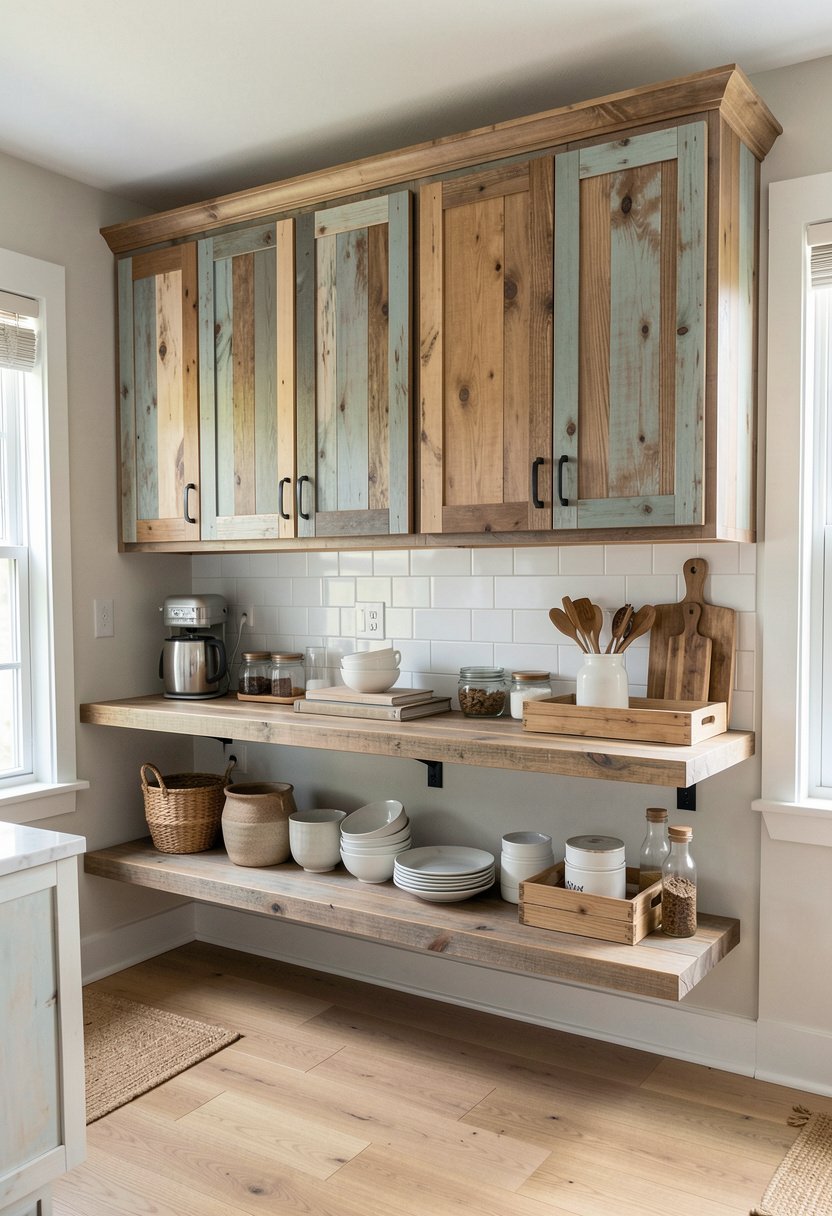 Floating Shelves Below Upper Cabinets