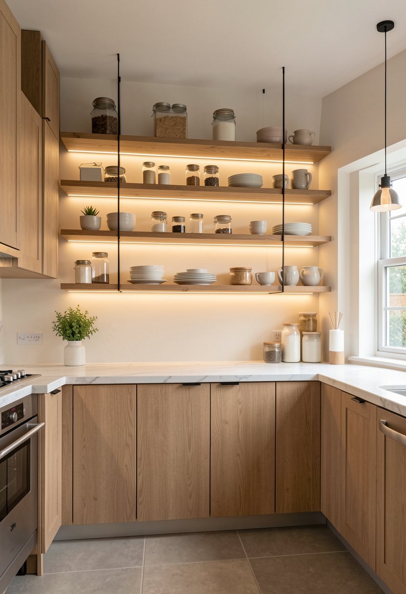 Floating Shelves with Under Lighting