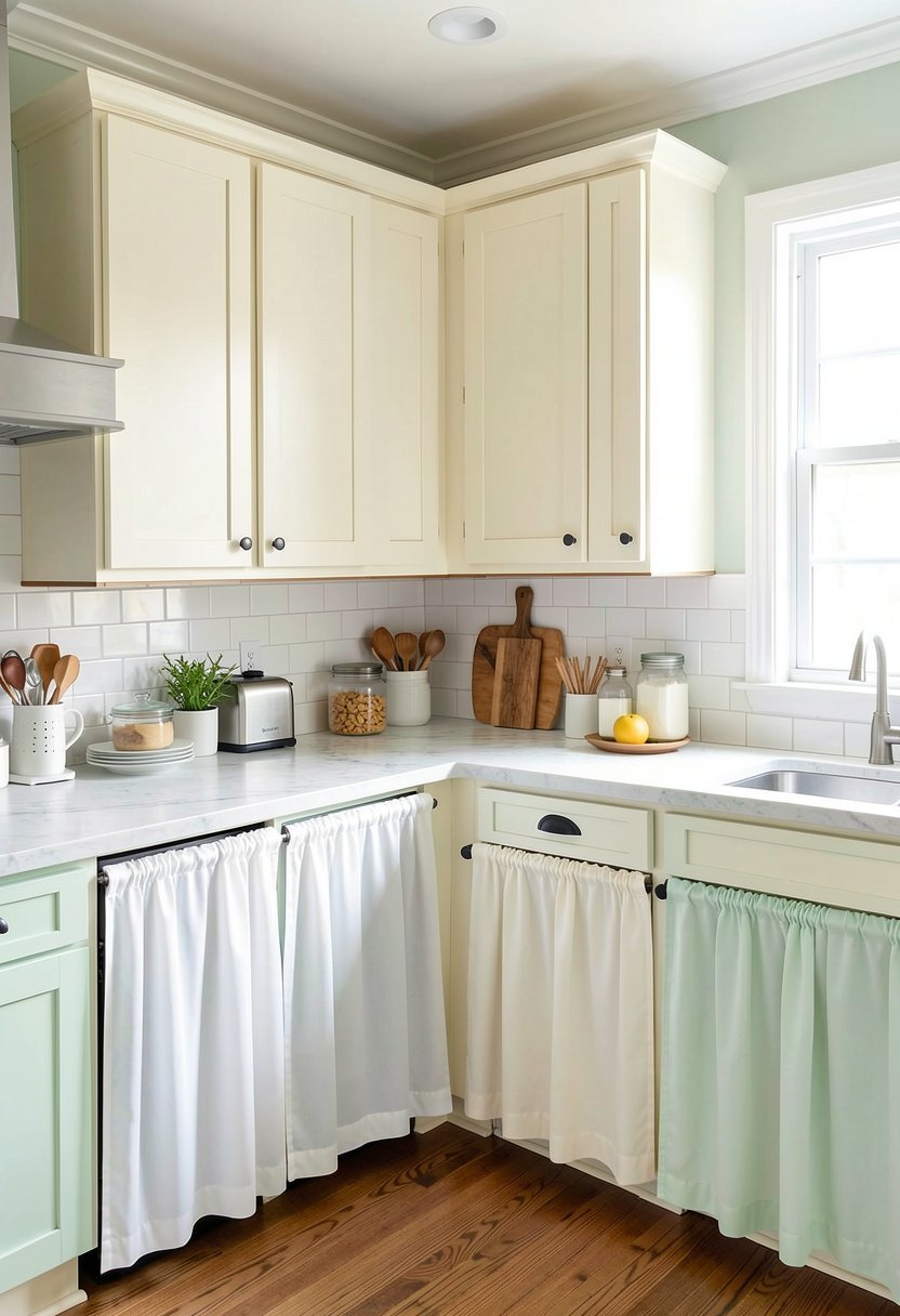 Hang Pretty Curtains On Bottom Frames