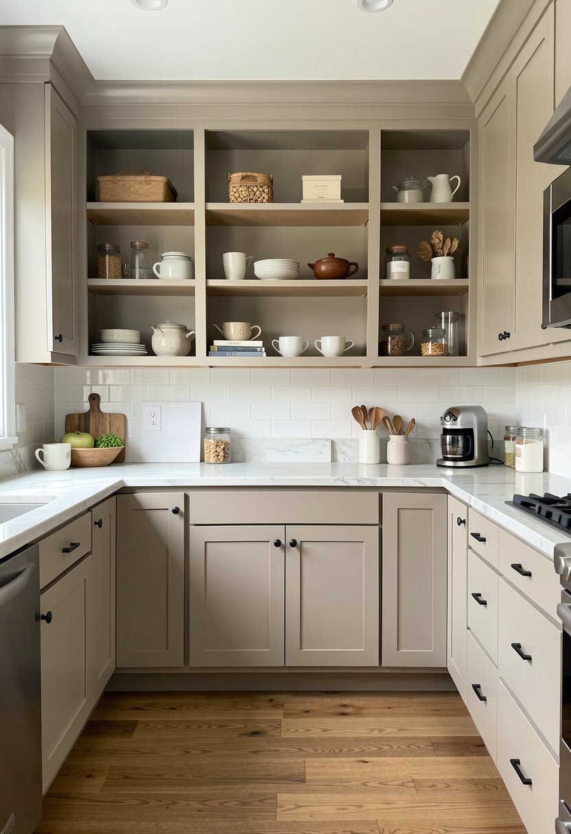 Install Open Shelving Above Counters