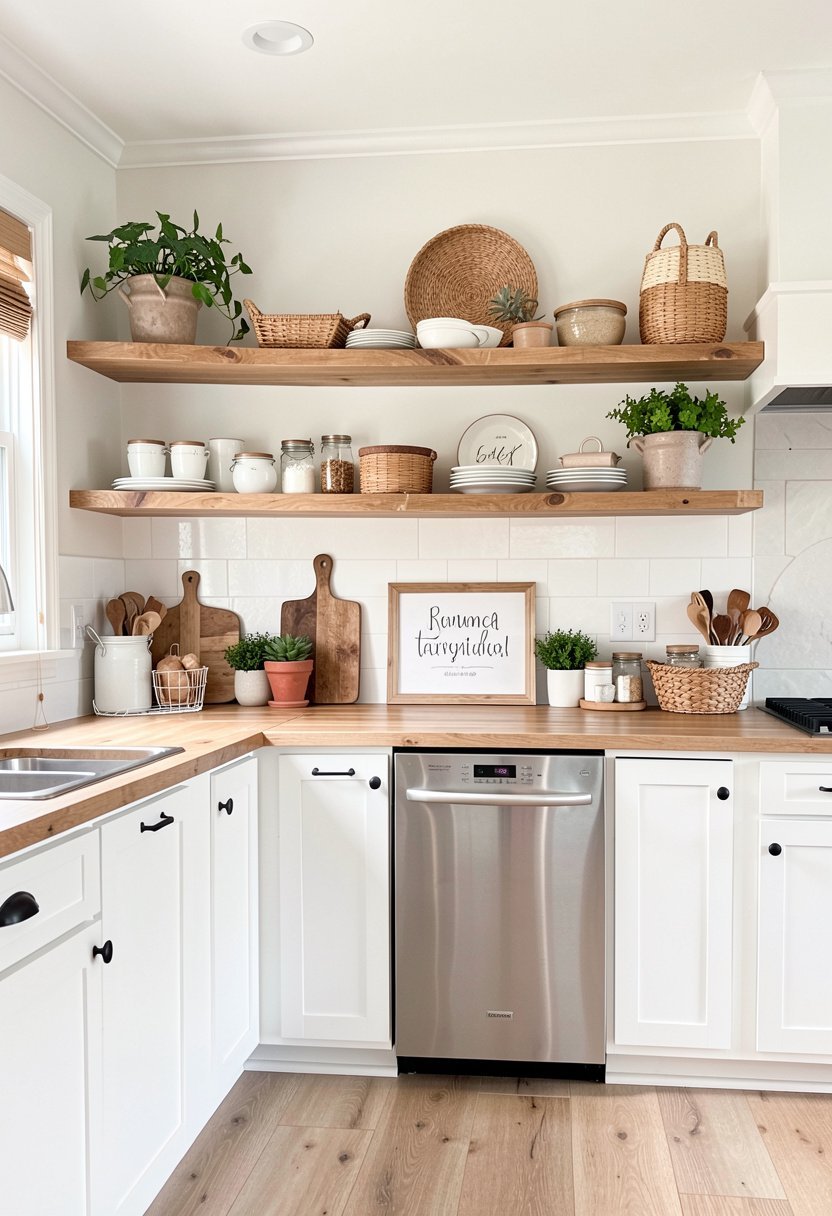 Install Open Wooden Shelving