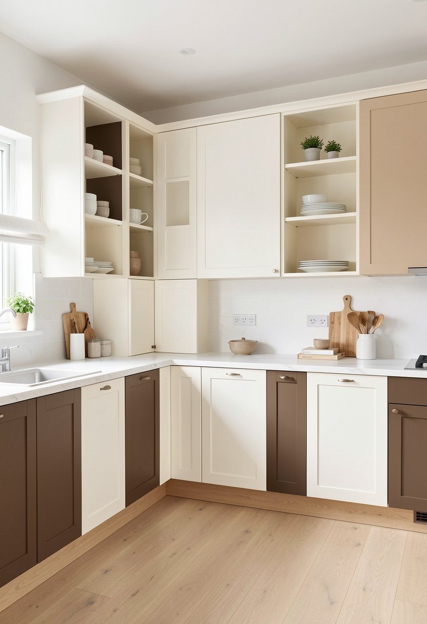 Light Oak Bases with Creamy White Shelving