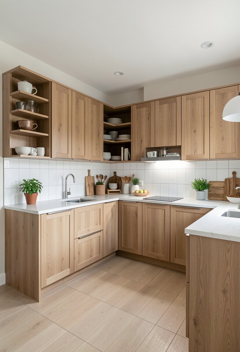 Mix Open Shelving with Cabinets