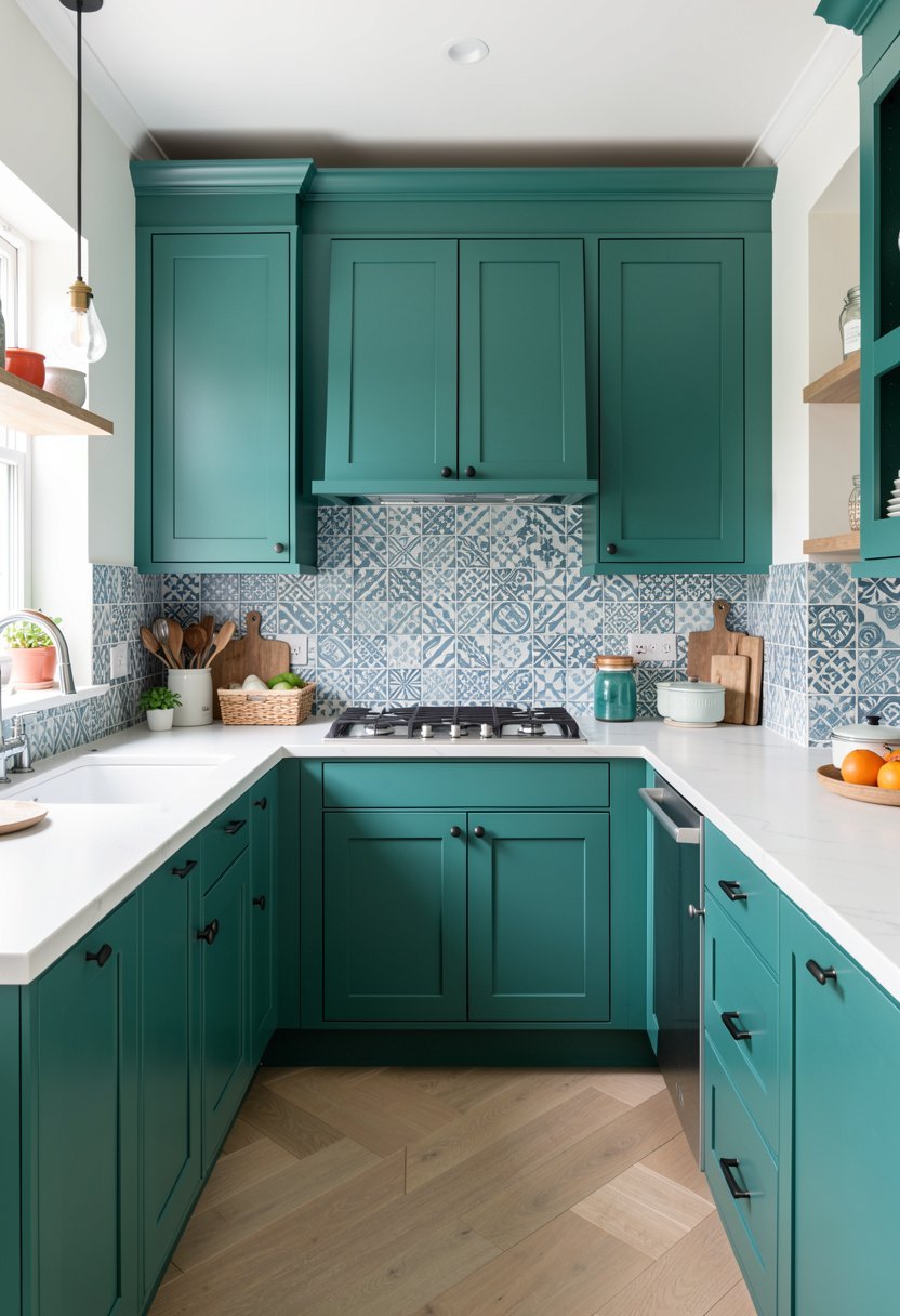 Mix Teal with Patterned Tile