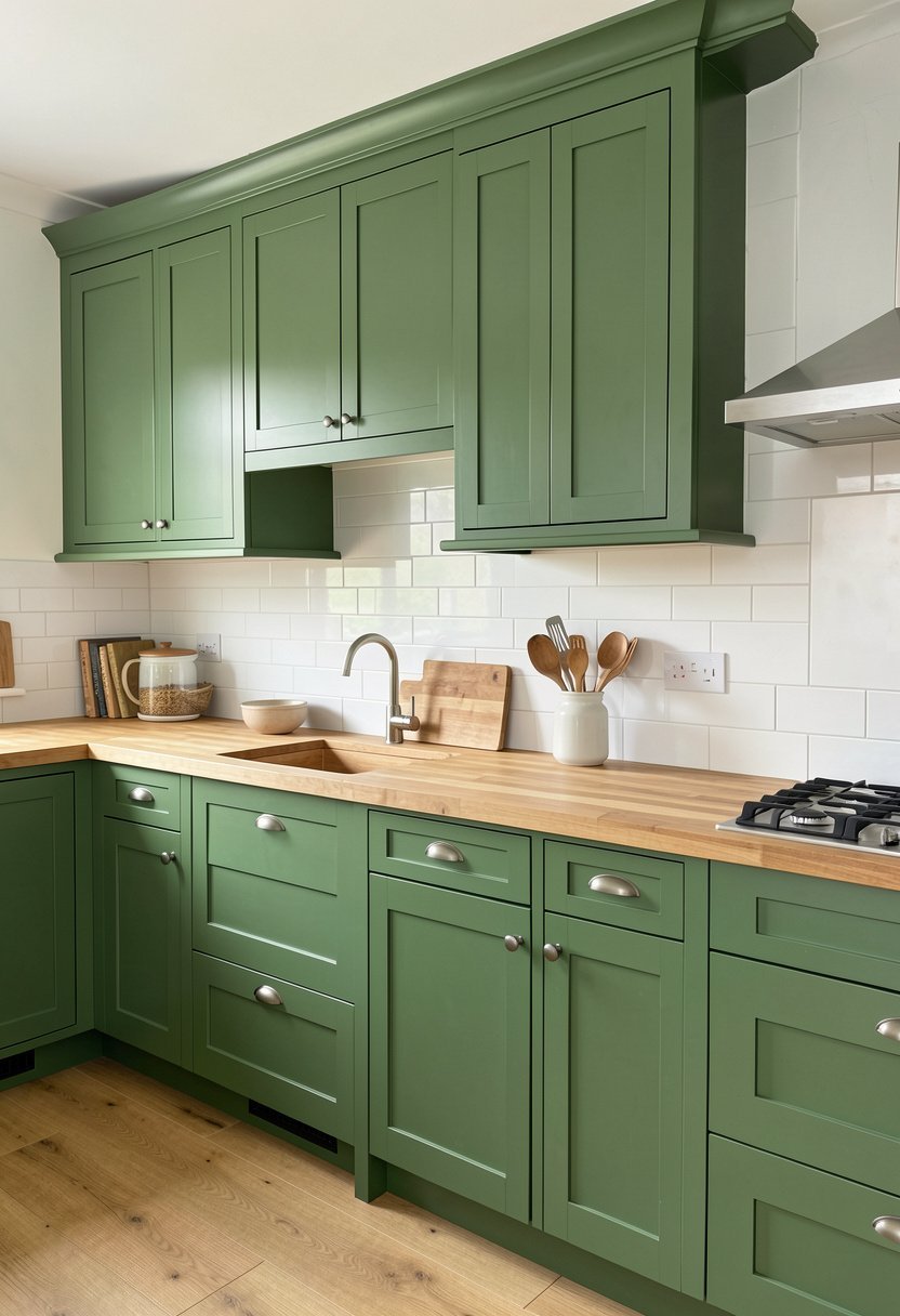Moss Green with Butcher Block