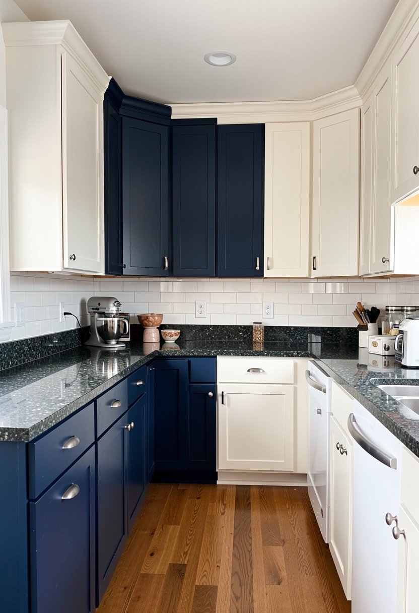Navy Blue and White Cabinets