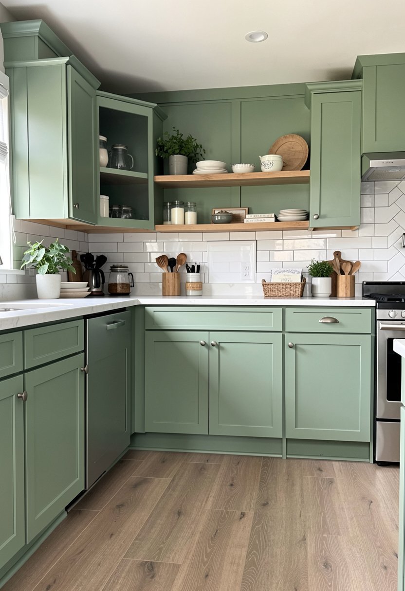 Paint Your Lower Cabinets Sage