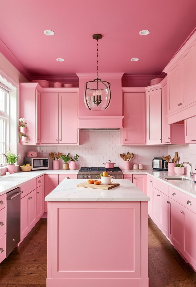 Painted Pink Ceiling for Drama
