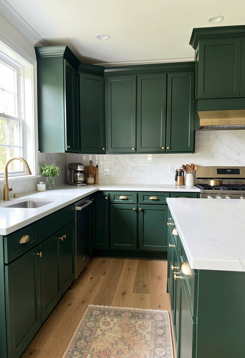 Pair Dark Green with Brushed Brass