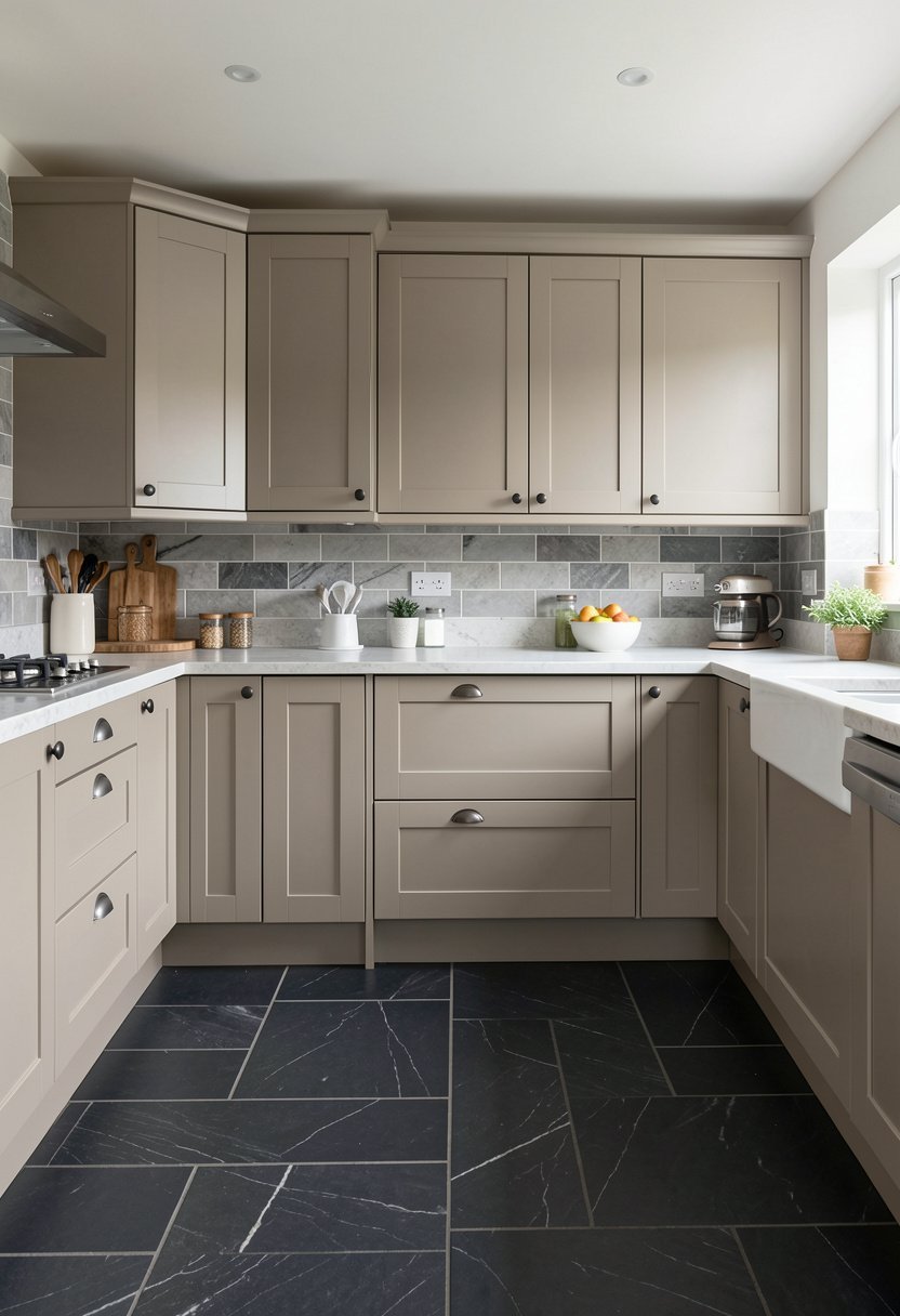 Pair Greige with Dark Slate Floors