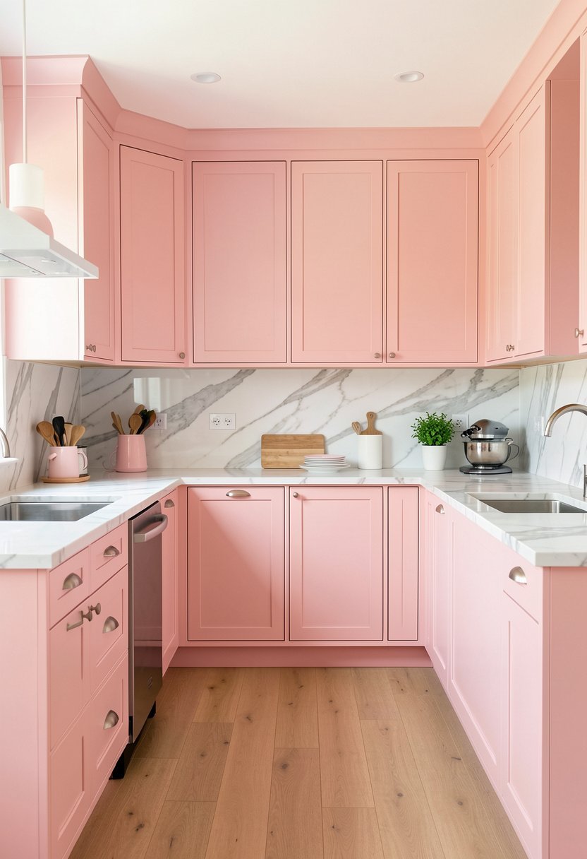 Pastel Pink and White Marble