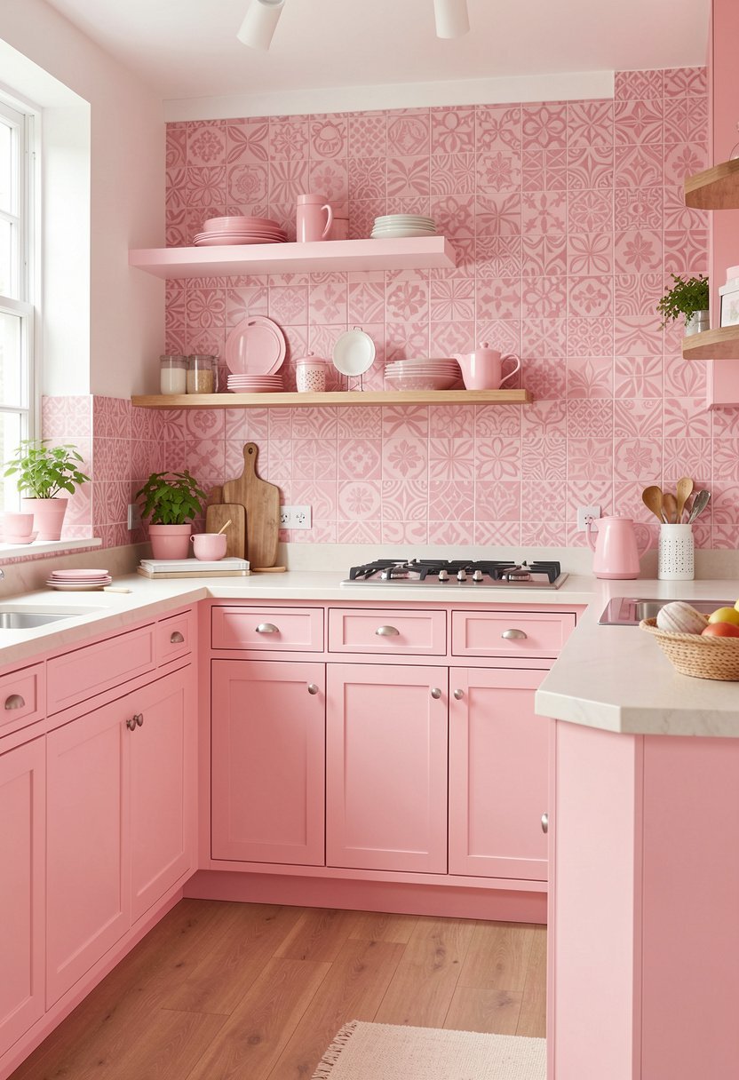 Patterned Pink Tile Backsplash Options