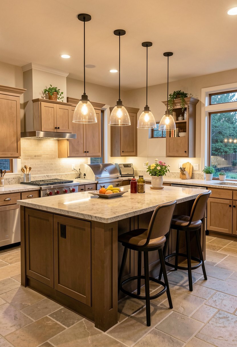 Pendant Lights Over the Island