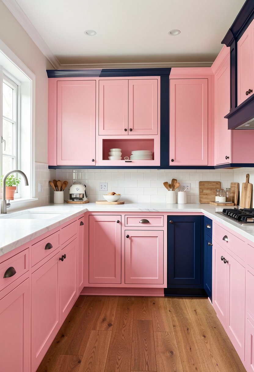 Pink and Navy Blue