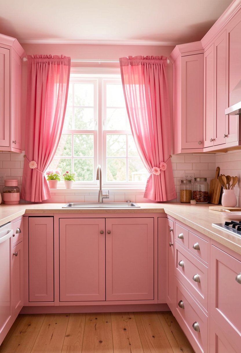 Pink Curtains for Kitchen Windows