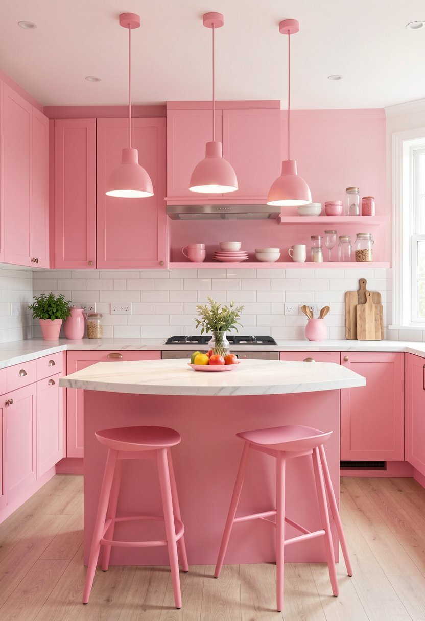 Pink Pendants for Task Lighting