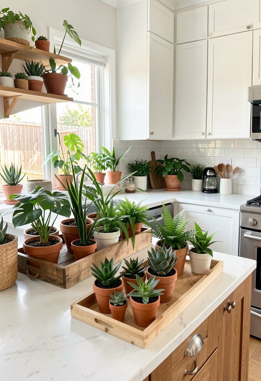 Put Tiny Potted Plants On Trays