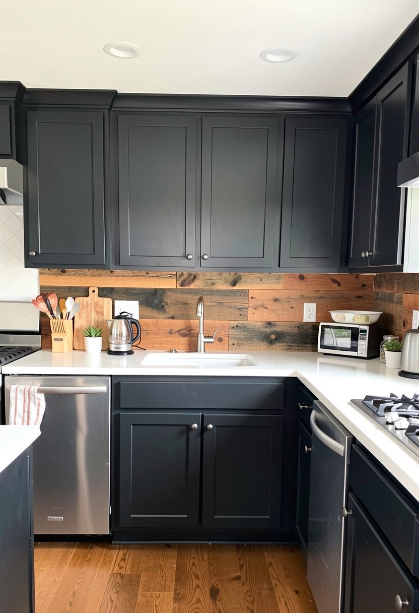 Reclaimed Wood Plank Backsplash