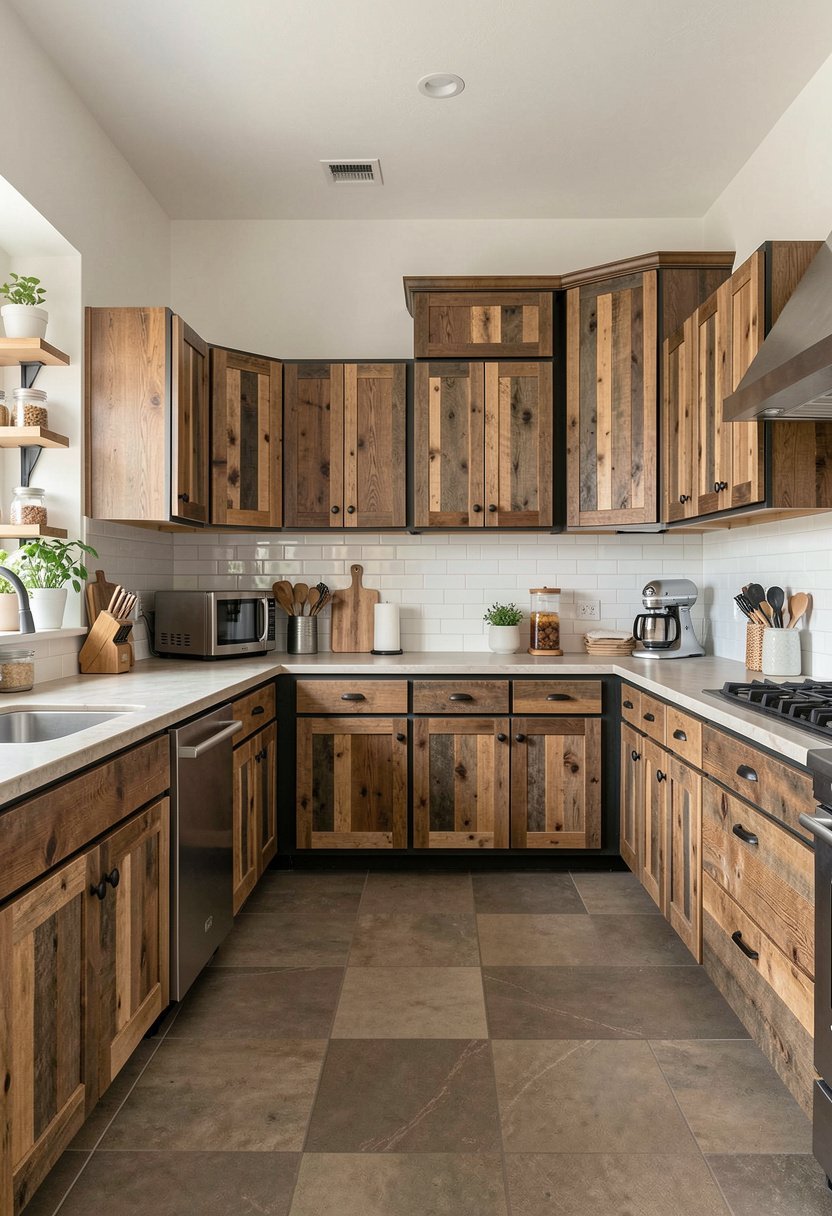 Reclaimed Wood Plank Cabinets