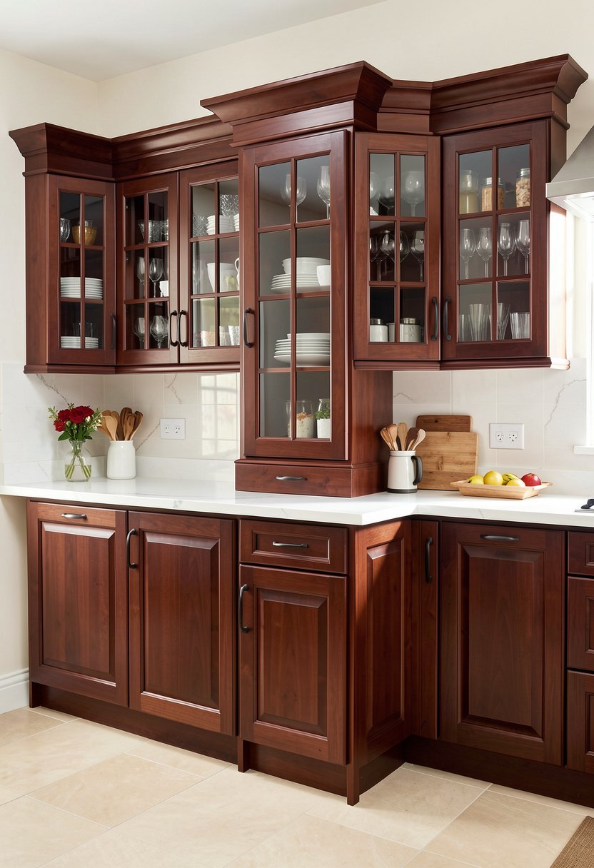 Rich Mahogany with Glass Doors