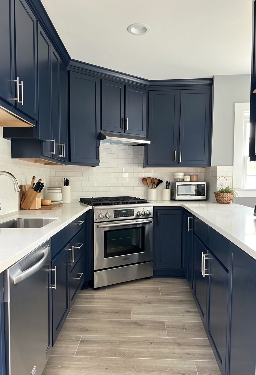 Rich Navy Blue Cabinets