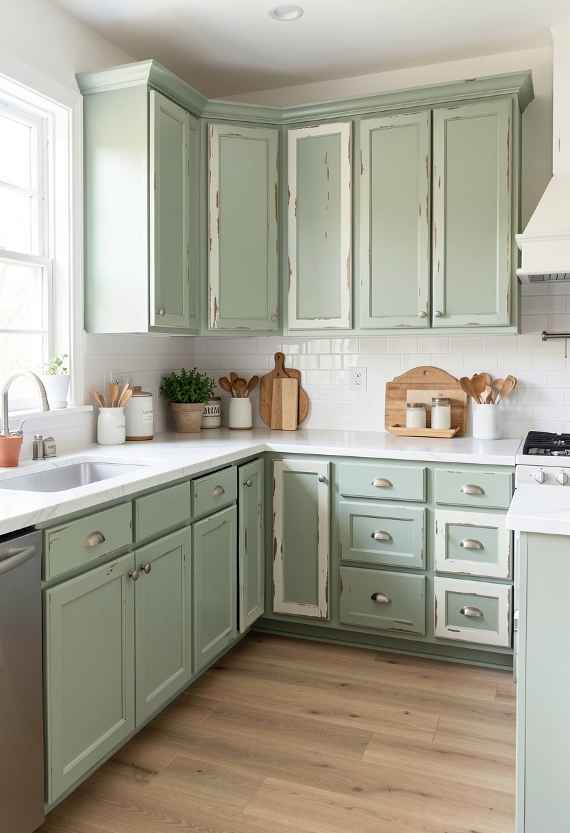 Sage Green and White Sanding
