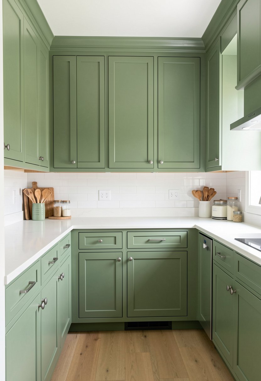 Sage Green with White Countertops