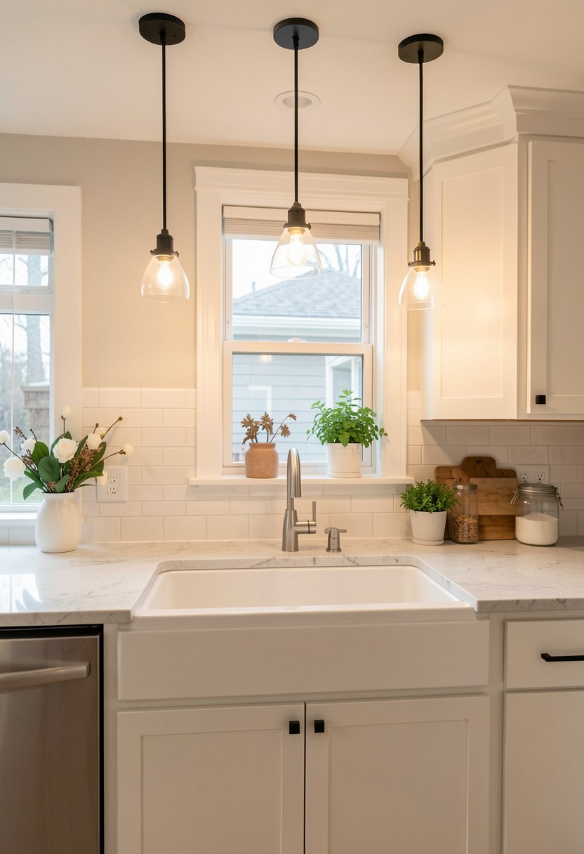 Single Pendant Lights Above the Sink