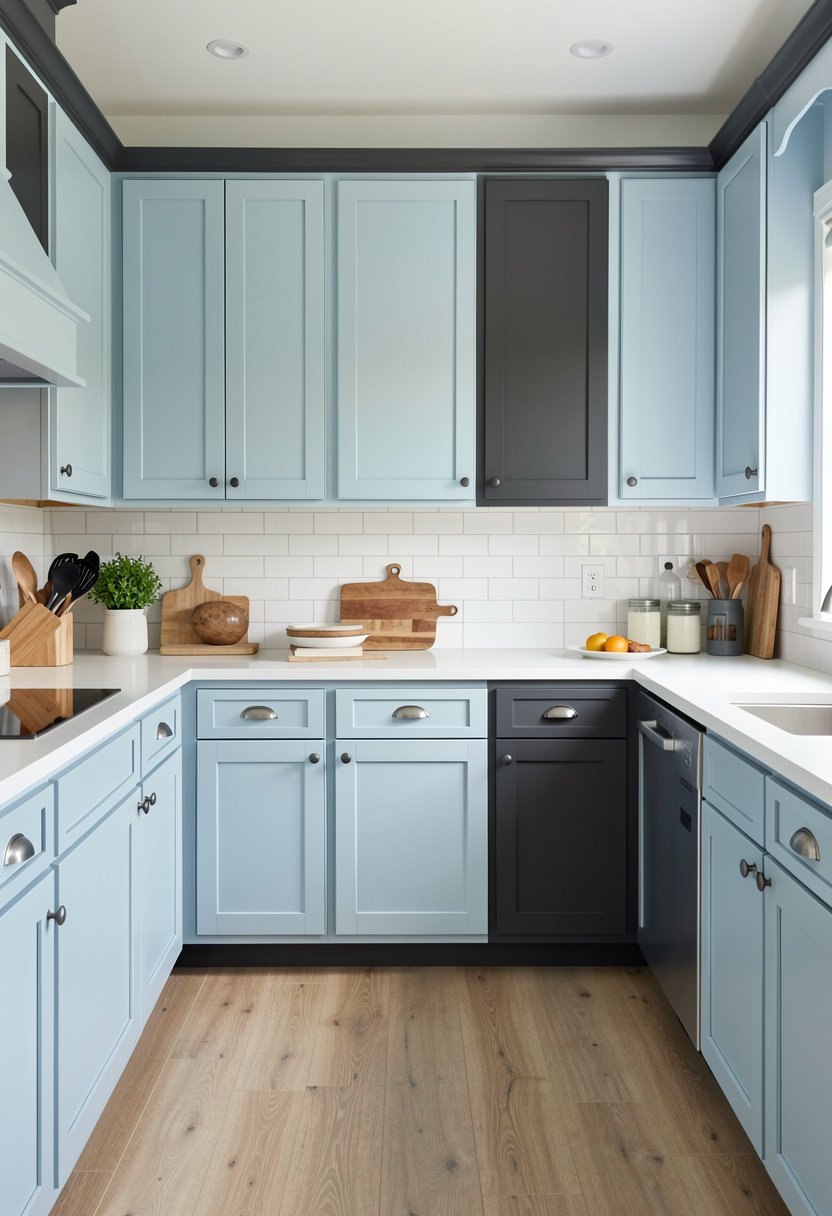 Soft Blue and Dark Gray