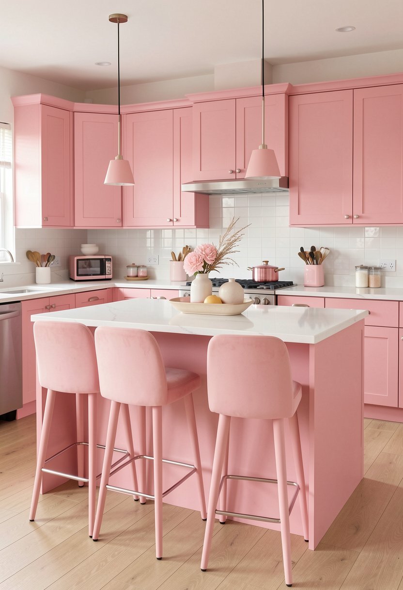 Soft Pink Bar Stools for Seating