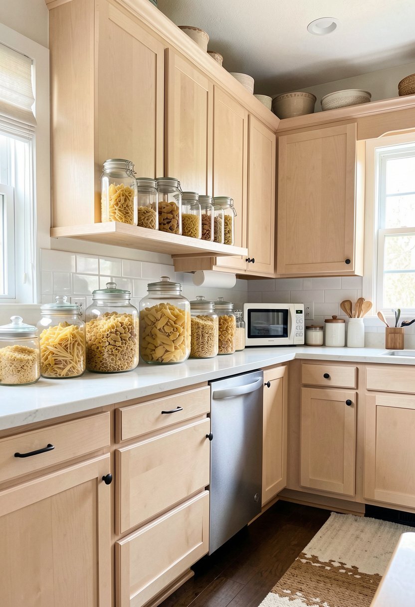 Style Glass Jars Filled with Pasta