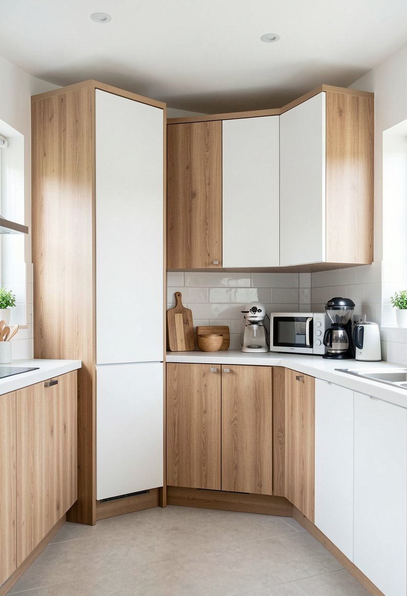 Two Tone Wood and White Tall Units