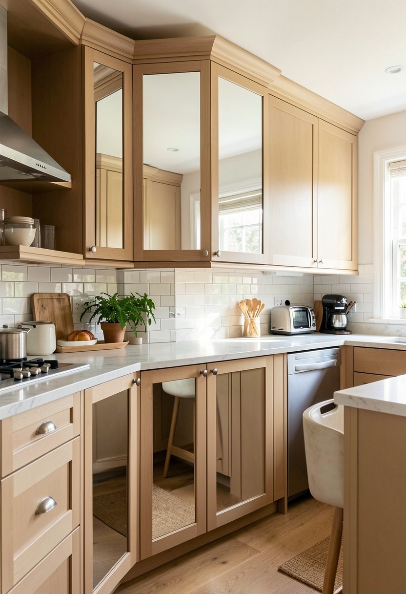 Use Mirrored Cabinet Fronts