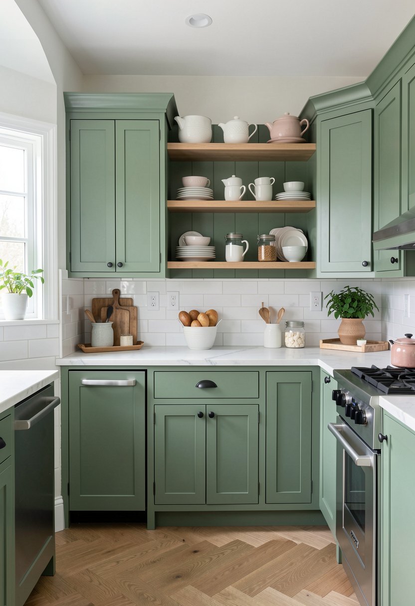 Use Open Shelving to Break Up Color