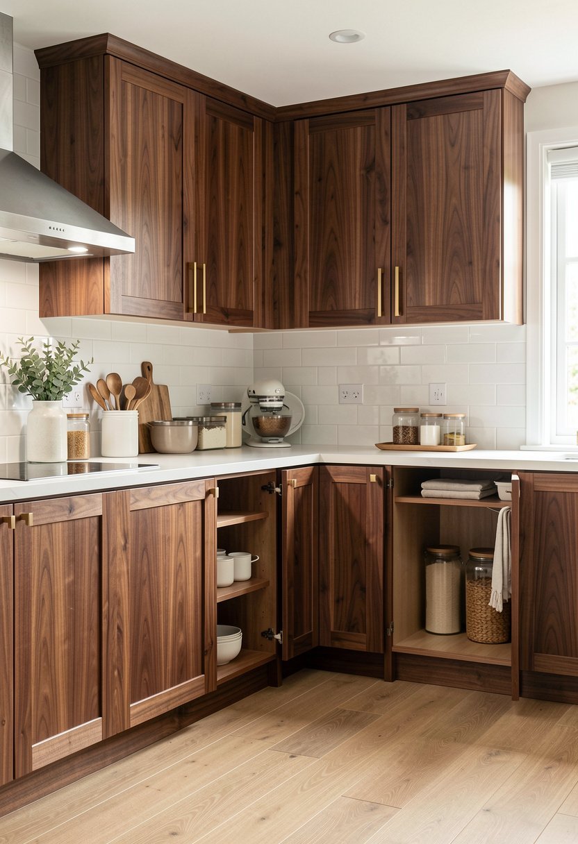 Use Walnut Open Base Cabinets