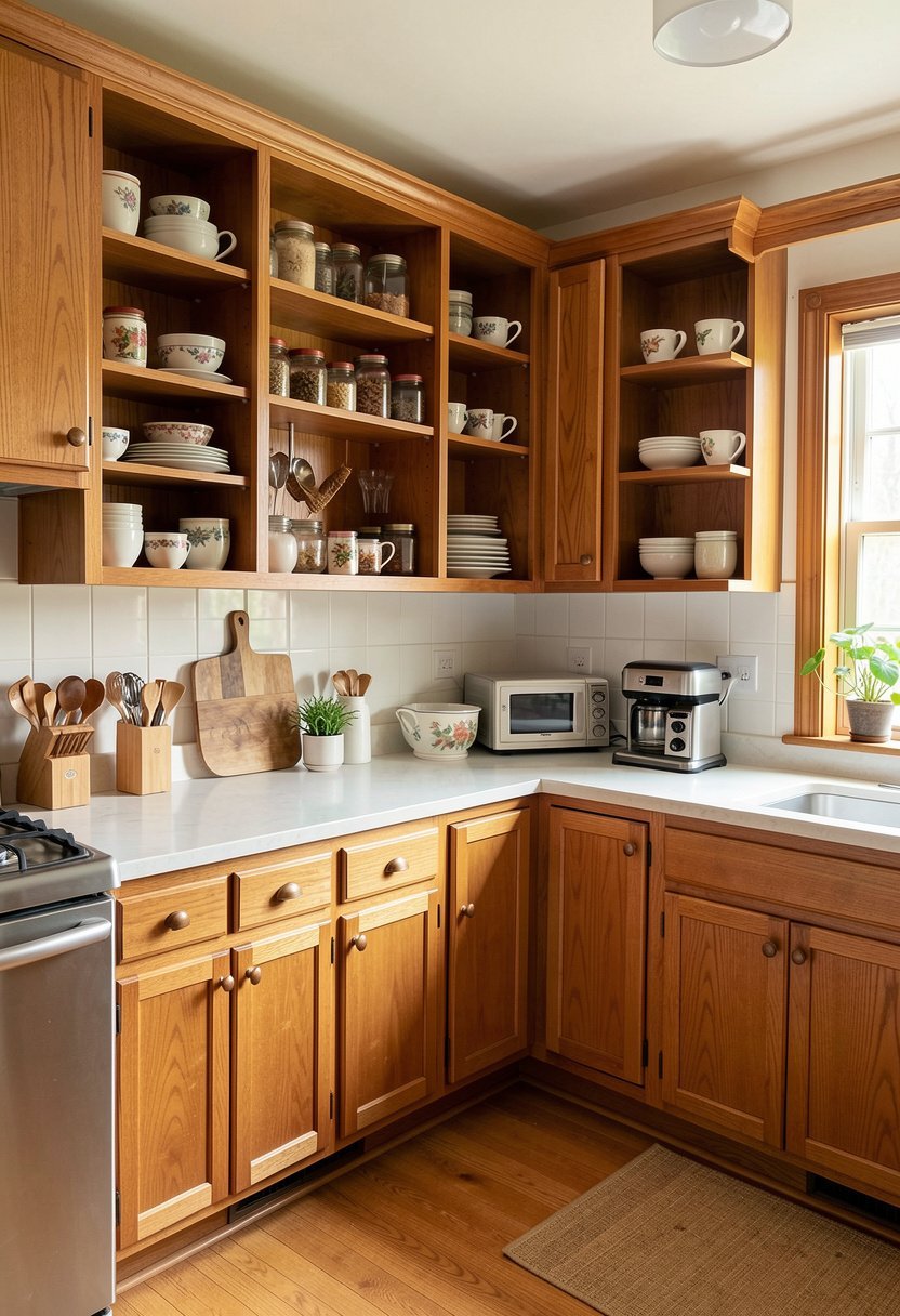 Use Warm Wood Open Shelving