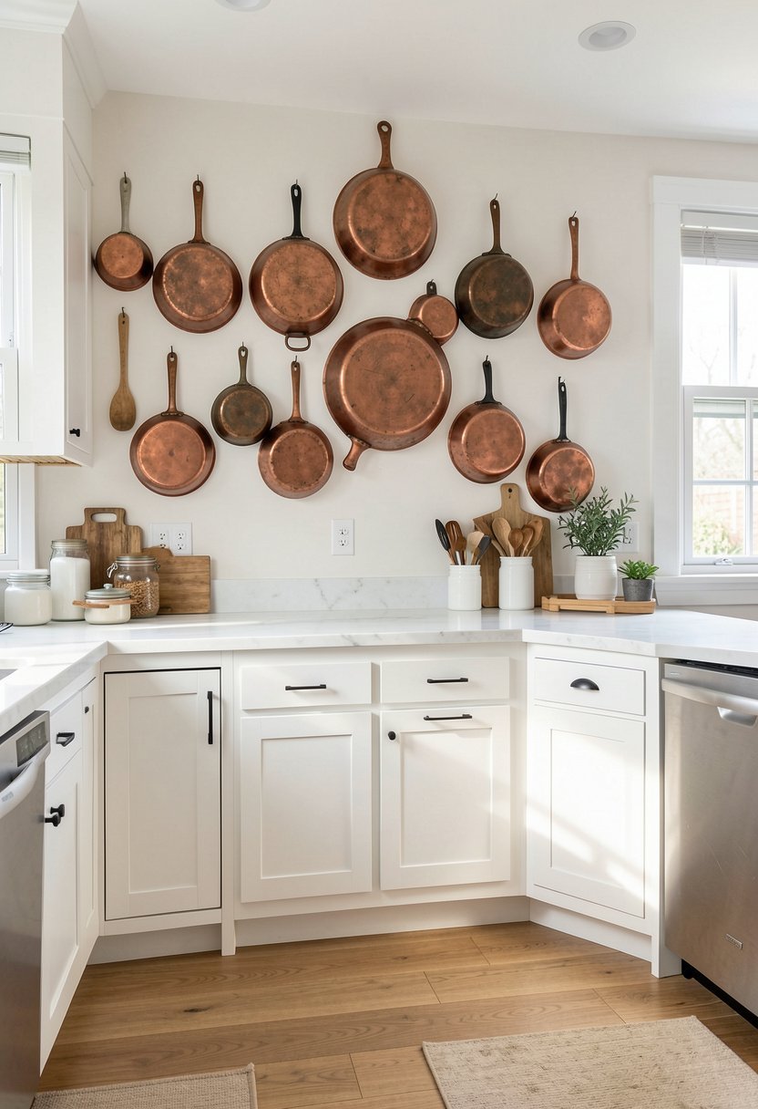 Vintage Copper Cookware Display