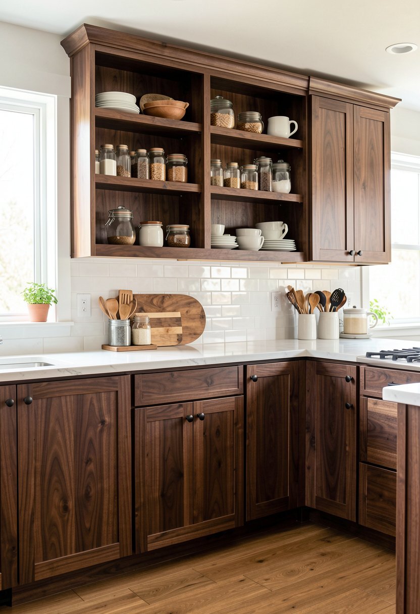 Walnut Wood with Open Shelving