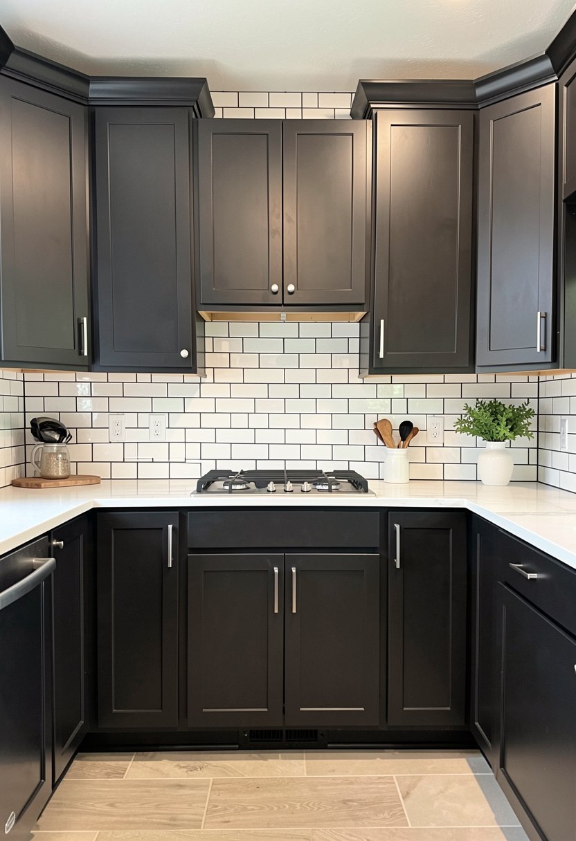 White Subway Tile with Dark Grout