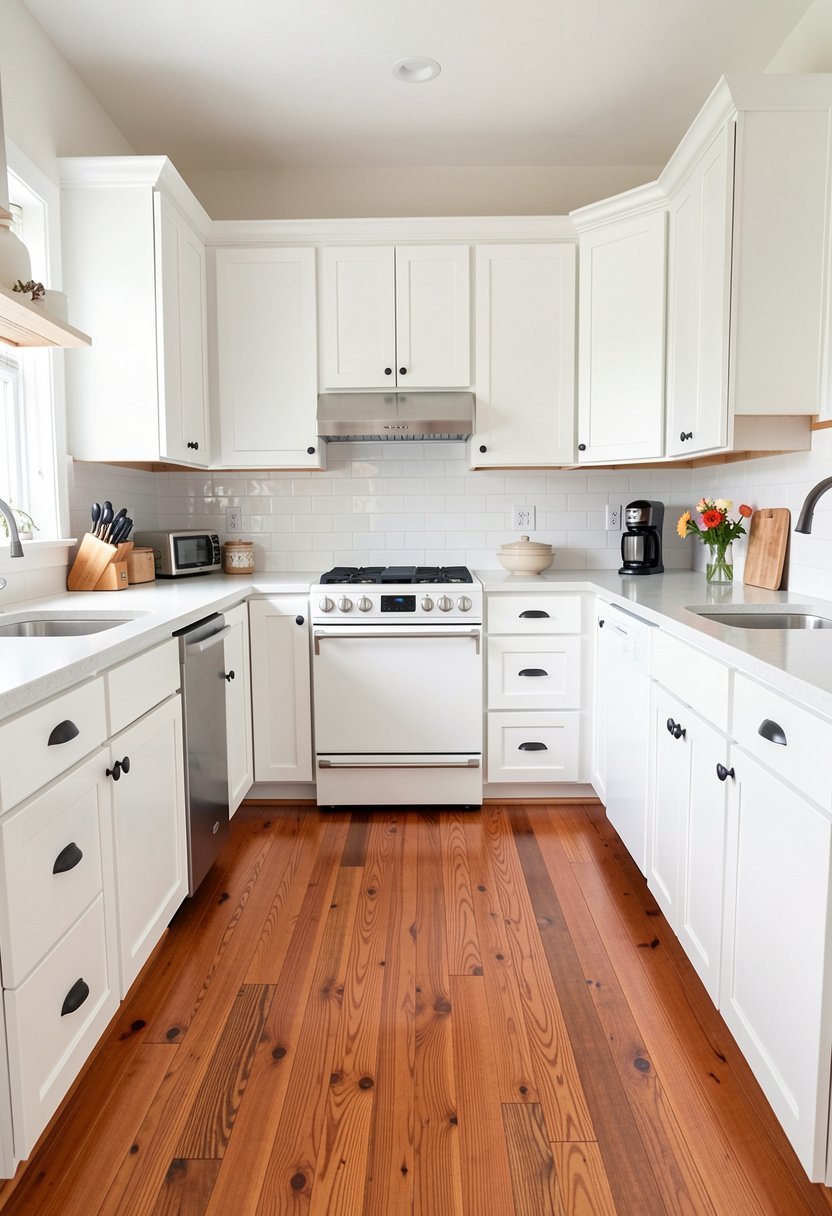 Wood Flooring with White Cabinets
