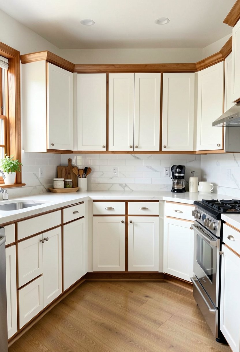 Wood Trim On White Cabinetry