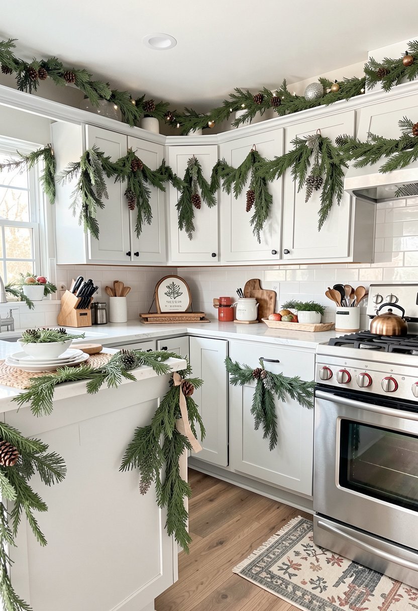 Wrap Your Cabinets with Greenery Swags